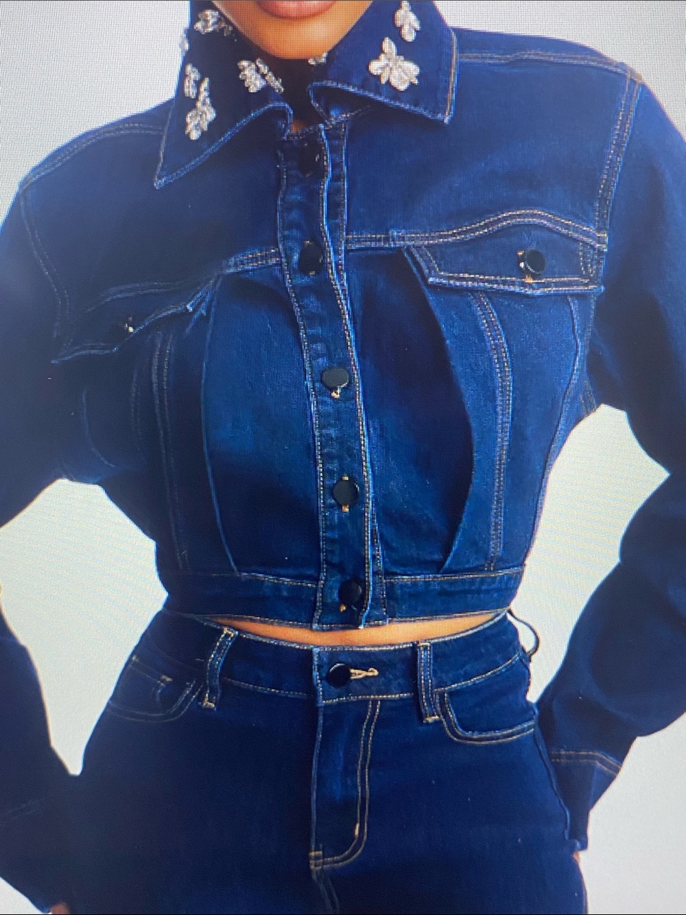 NWT Fashion Nova Fame and Fortune  Embellished Denim Jacket